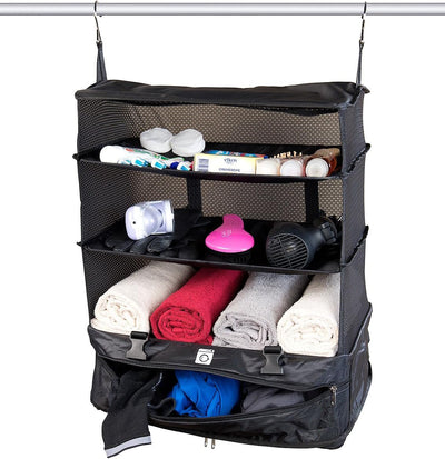 Xcase Koffer mit Regalsystem: 2er-Set XXL-Koffer-Organizer, Packwürfel zum Aufhängen, 45 x 64 x 30cm