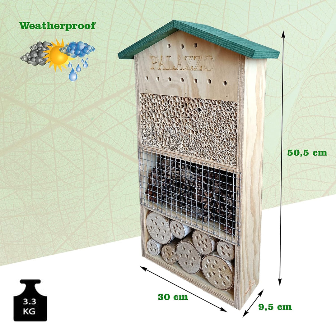 Insektenhotel Palazzo XL – Artenschutz für Wildbienen &amp; Marienkäfer | Wetterfestes, nachhaltiges Ins