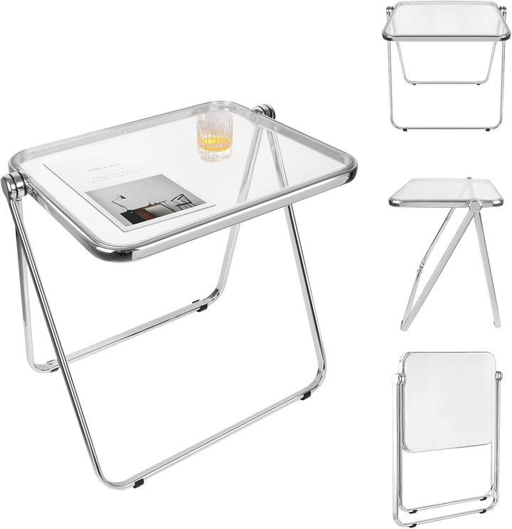 OHMG Klapptisch, aus Acryl, transparent, Picknicktische, ideal für kleine Büros, Beistelltisch oder