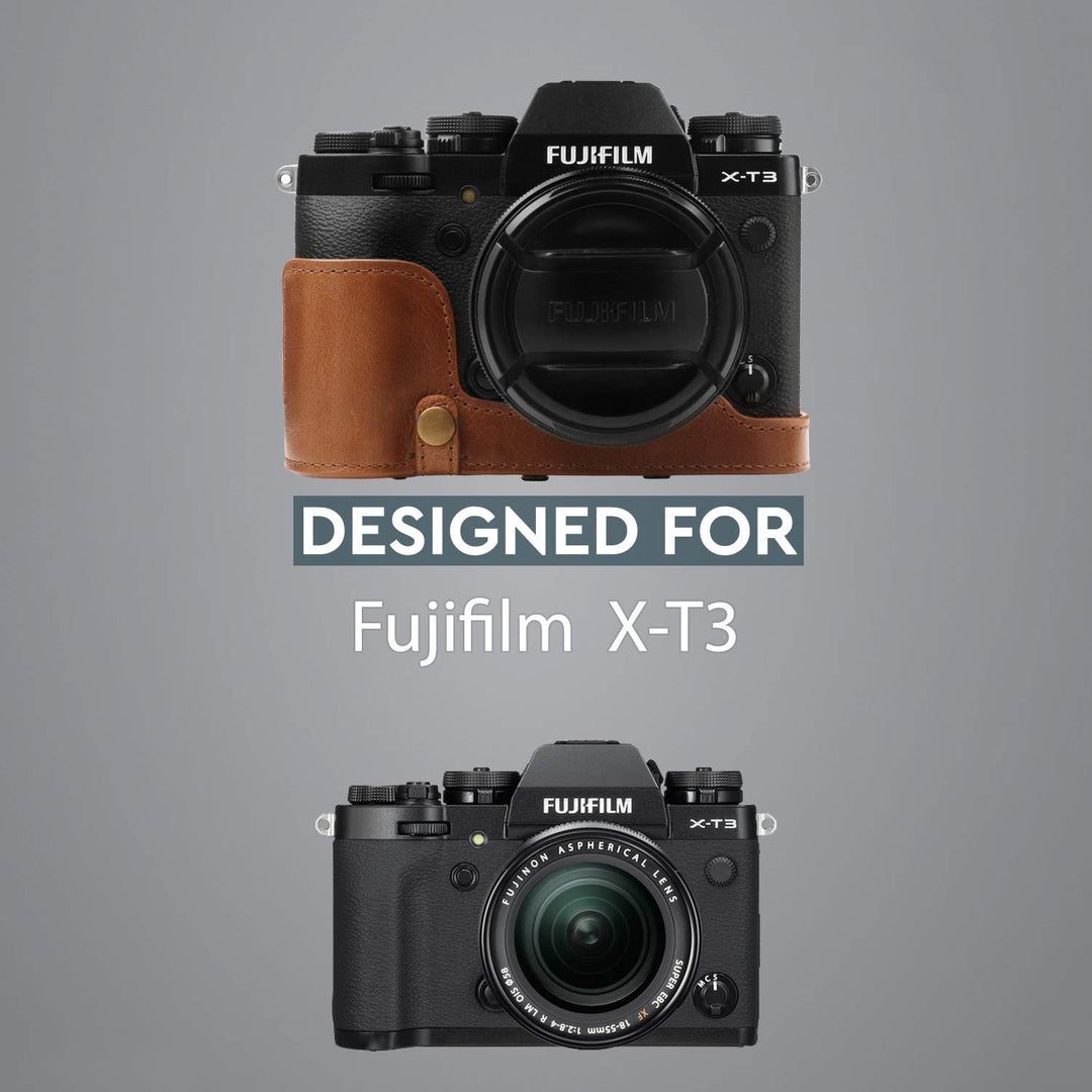 MegaGear MG1551 Fujifilm X-T3 (XF23mm - XF56mm & 18-55mm Lens) Ever Ready Echtleder Kamera-Case mit