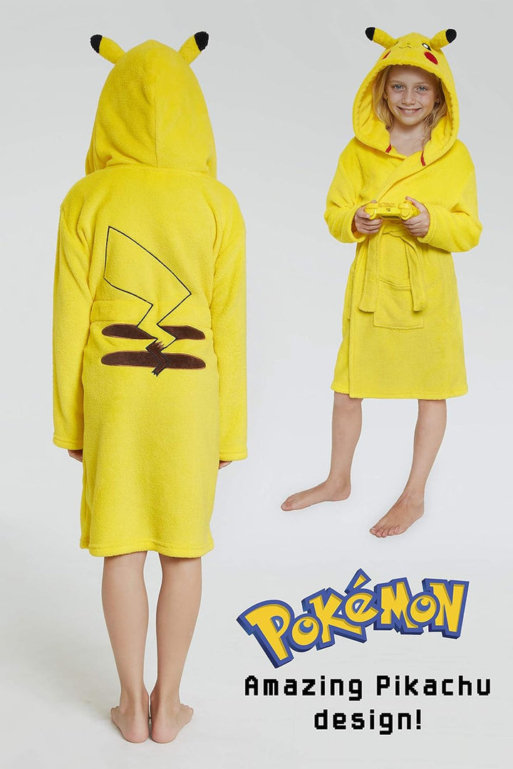 Pokemon Bademantel Kinder, Pikachu Morgenmantel Flauschig, Fleece Bademantel Jungen und Madchen, Mor