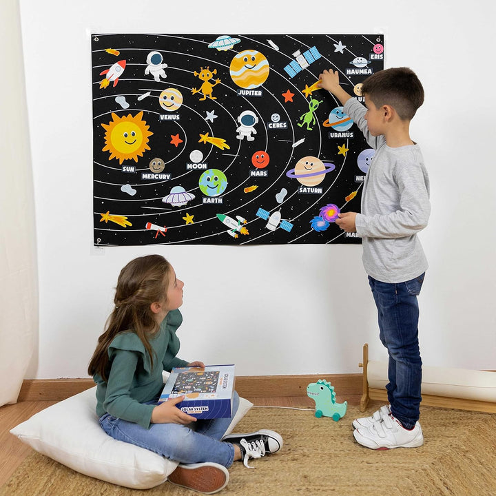 BONNYCO Sonnensystem Kinder 61 Filz Figuren. Planeten Kinder Spielzeug, Geschenke für Jungs Mädchen