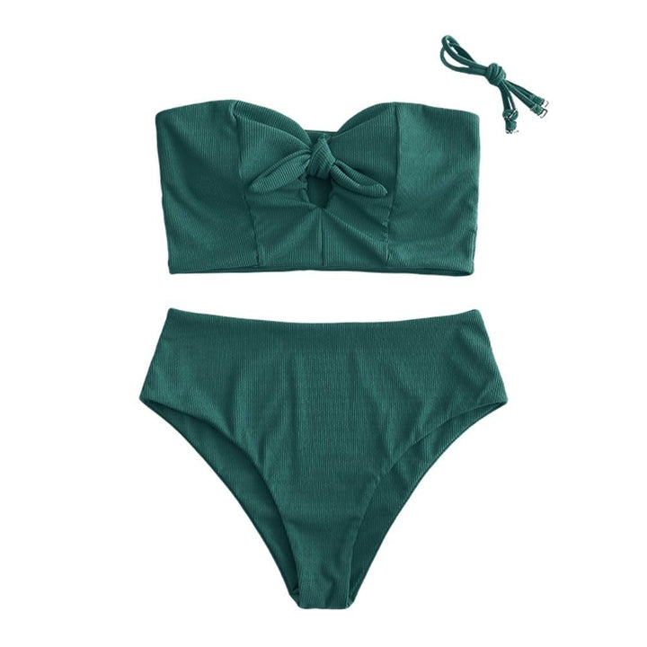 ZAFUL Women Keyhole Bandeau Tankini with Removable Straps, High Waisted Padded Bathing Suit Two Piec