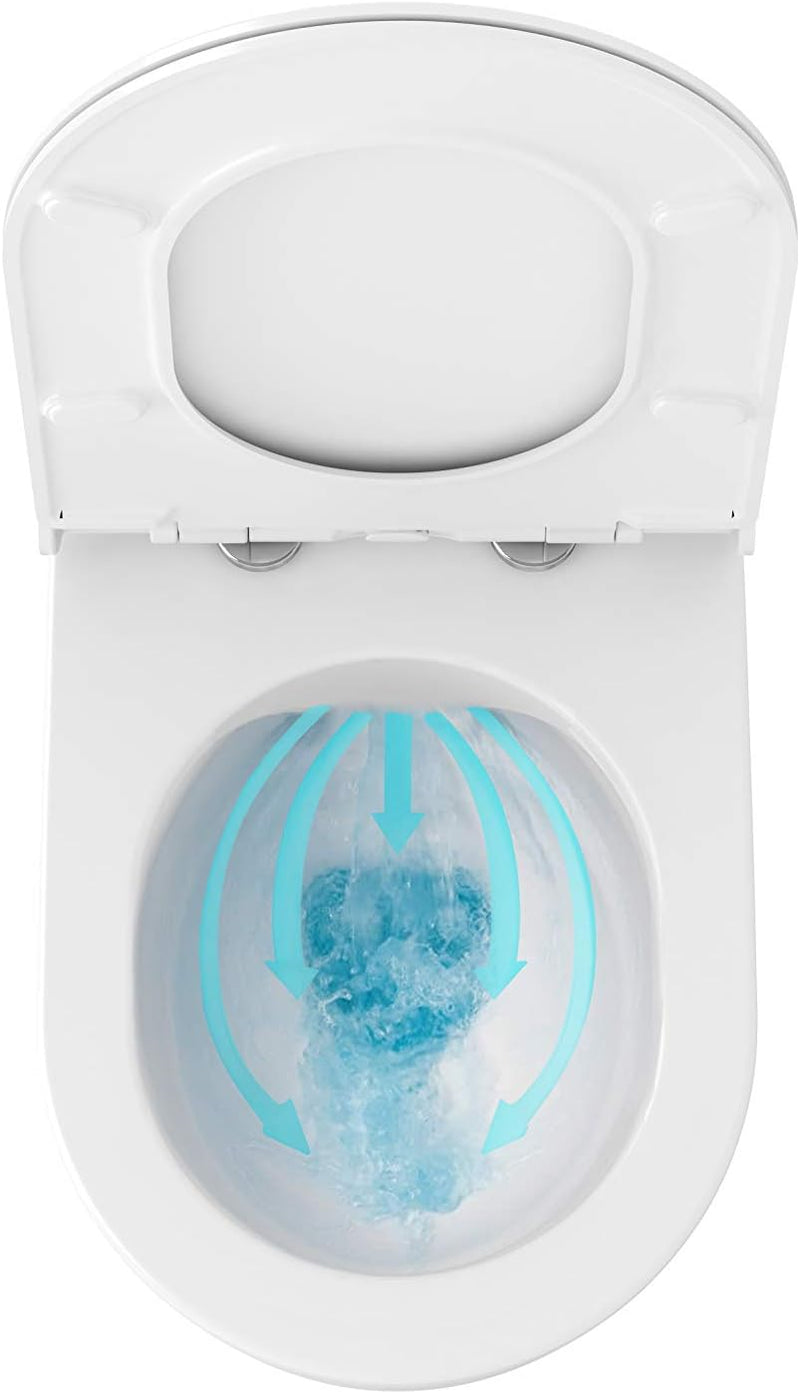 Design Hänge WC RimOff | Spülrandlose Toilette | Wand-WC-Set | inkl. WC Sitz Slim mit SoftClose | WC