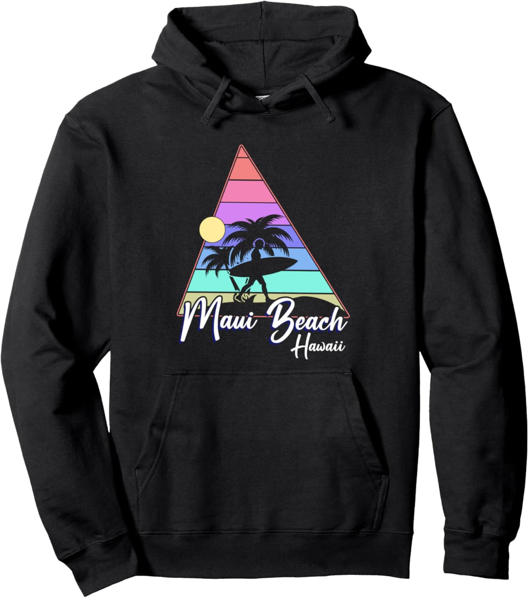 Maui Hawaii Beach Vintage Surfing Pullover Hoodie
