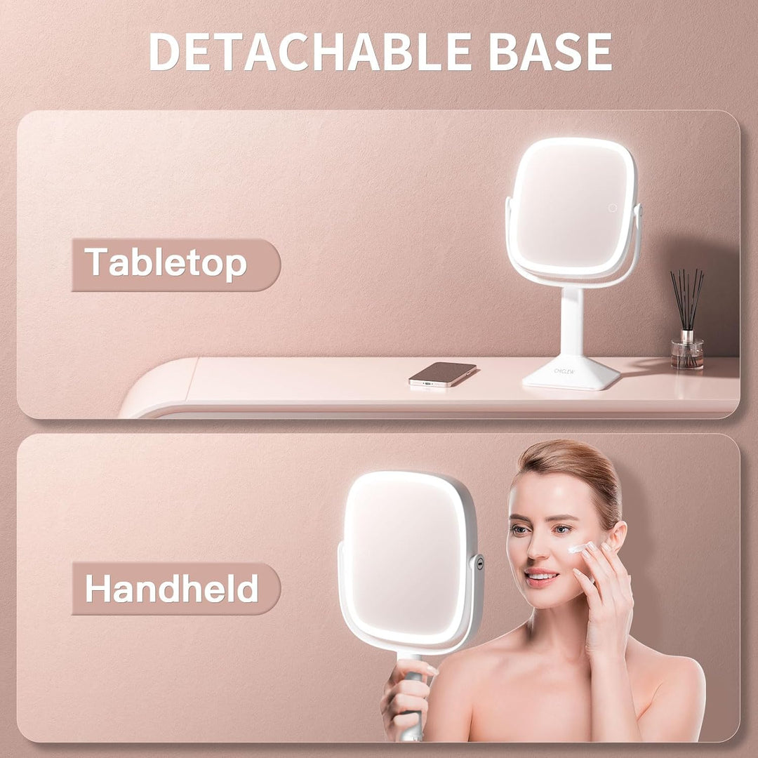 CHICLEW 9.5'' Grosse Schminkspiegel mit Beleuchtung, 1X/12X Wiederaufladbarer Kosmetikspiegel mit Be