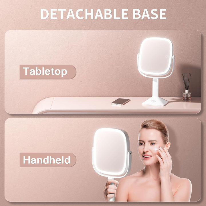 CHICLEW 9.5'' Grosse Schminkspiegel mit Beleuchtung, 1X/12X Wiederaufladbarer Kosmetikspiegel mit Be