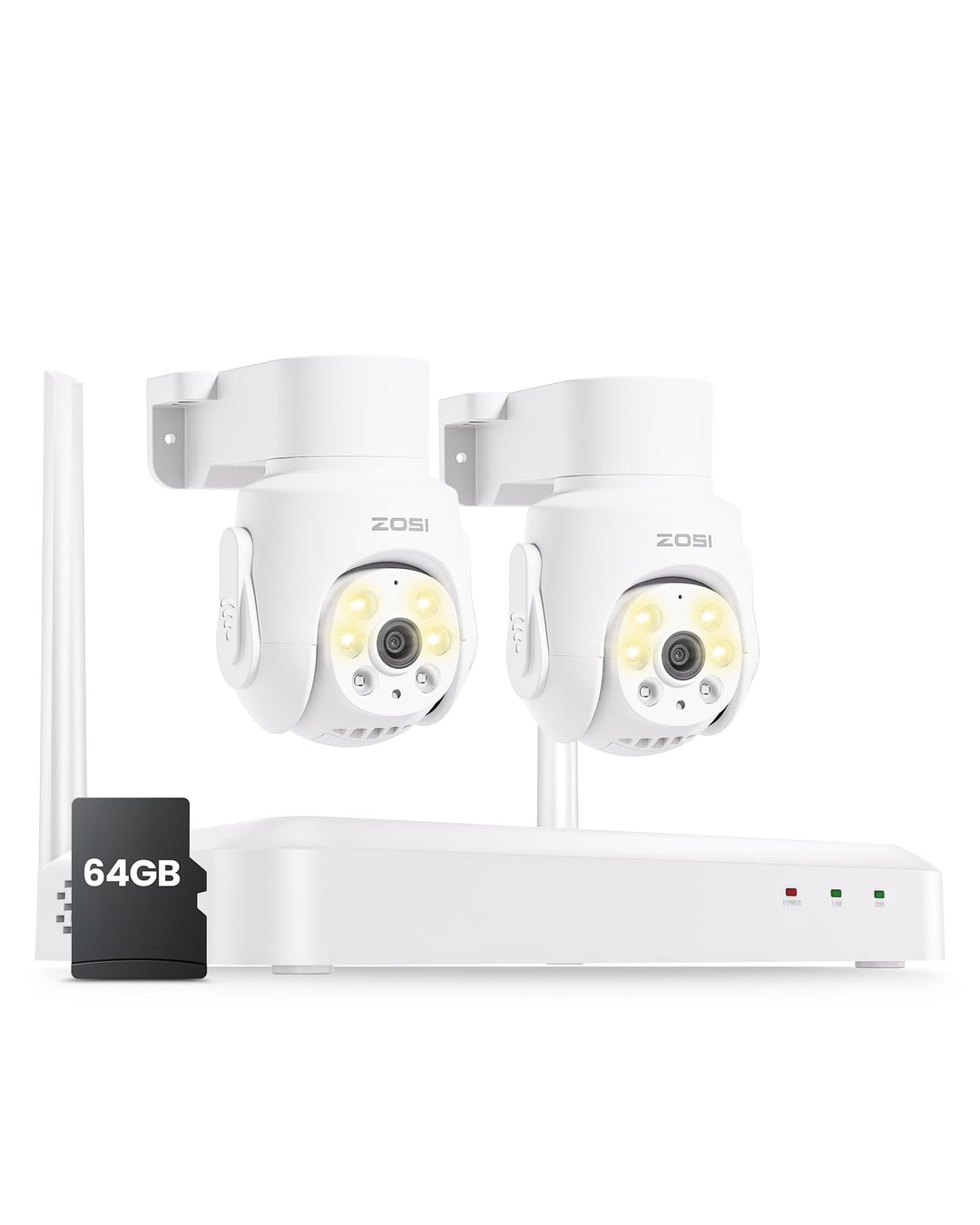 ZOSI 3K 5MP Wi-Fi 6 Überwachungskamera Set mit 2X 360° PTZ WLAN Kamera Aussen, 64GB Karte, Personenv