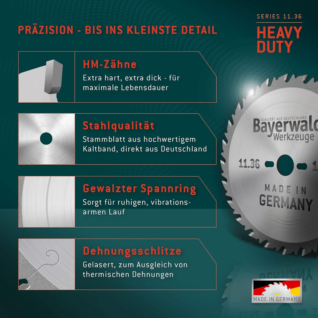 Bayerwald - HM Kreissägeblatt - Ø 190 mm x 1,8 mm x 30 mm | Wechselzahn (20 Zähne) | Nebenlöcher: 2/