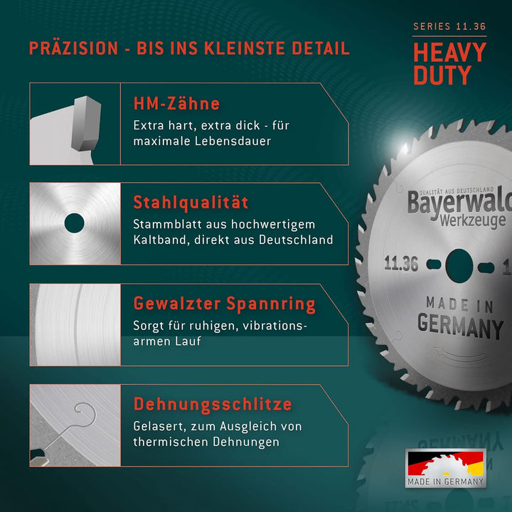 Bayerwald - HM Kreissägeblatt - Ø 190 mm x 1,8 mm x 30 mm | Wechselzahn (20 Zähne) | Nebenlöcher: 2/