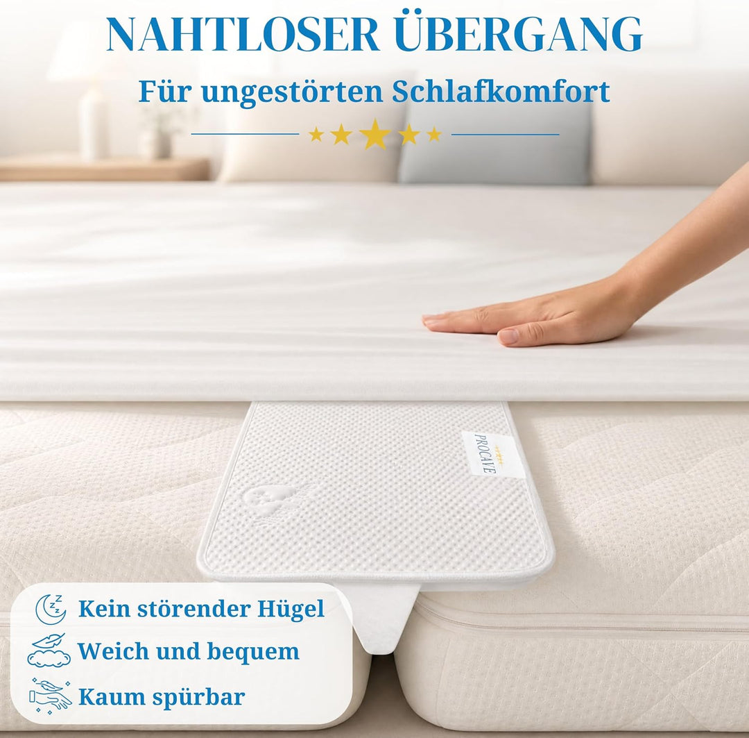 PROCAVE Doppelbettbrücke mit Silver Protect-Bezug 25 x 200 cm, ein Matratzen Ritzenfüller verbindet
