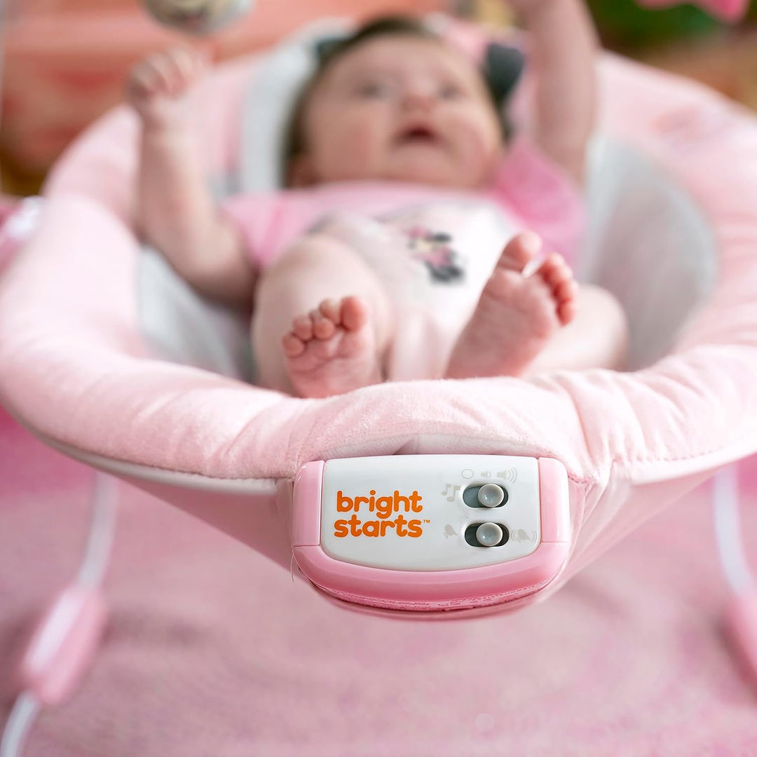 Bright Starts, Disney Baby, Minnie Maus Rosy Skies Babywippe mit beruhigenden Vibrationen mit 7 Melo