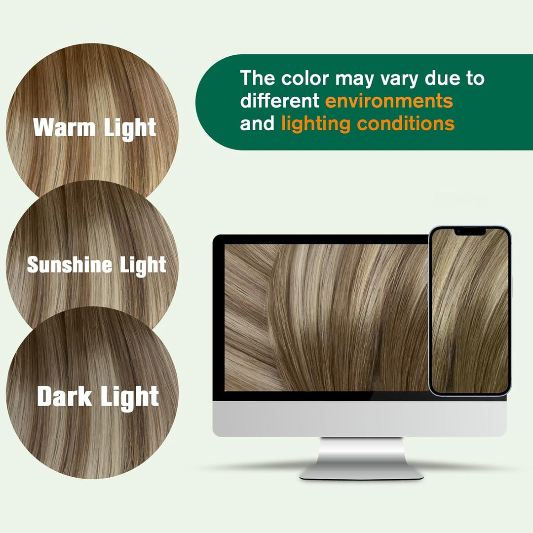 Easyouth Extensions mit Nanoring Echthaar 14 Zoll 50 Stück 50g Farbe Dunkelbraun tu Aschbraun Mix Mi