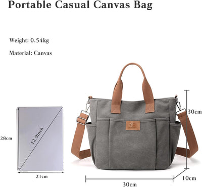 CORIOS Canvas Schultertasche Damen Handtasche Grosse Kapazität Umhängetasche Casual Henkeltaschen Mu