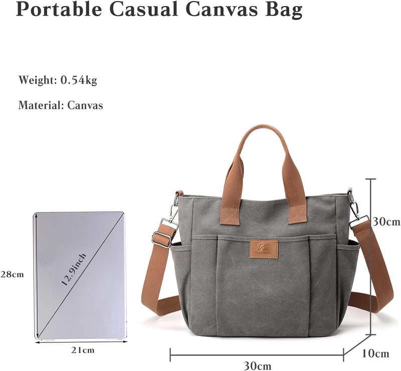 CORIOS Canvas Schultertasche Damen Handtasche Grosse Kapazität Umhängetasche Casual Henkeltaschen Mu