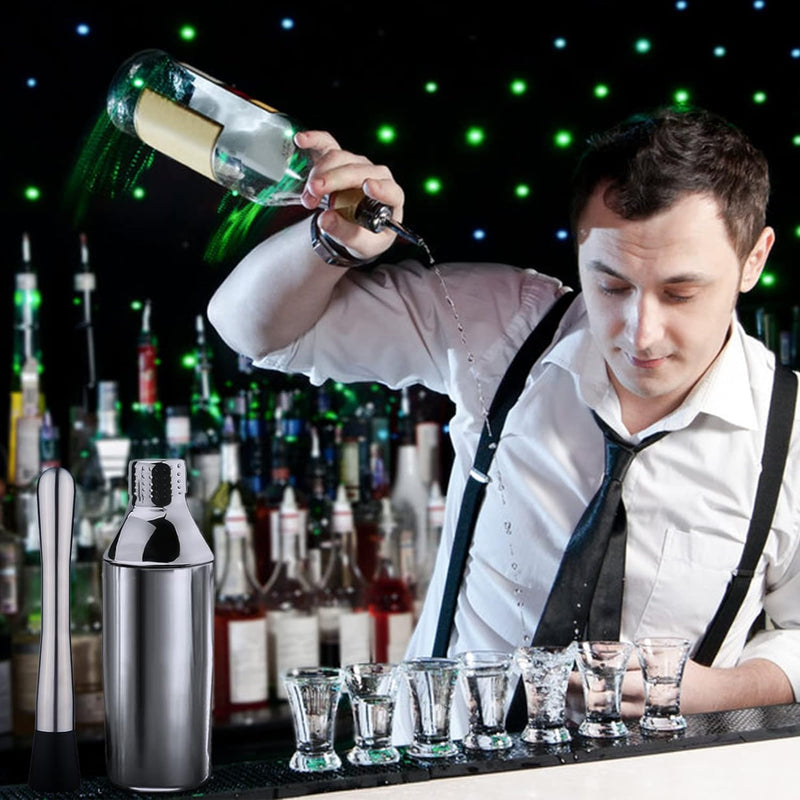 Tonsooze Cocktail Set, 18 Stück Edelstahl Cocktail Zubehör Mix Set, Cocktail Shaker, Party Essential