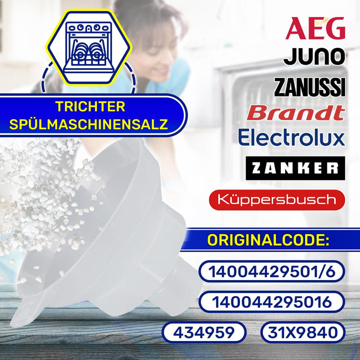 Trichter Spülmaschinensalz mit dem Originalcode 14004429501/6 140044295016 für AEG für Electrolux fü