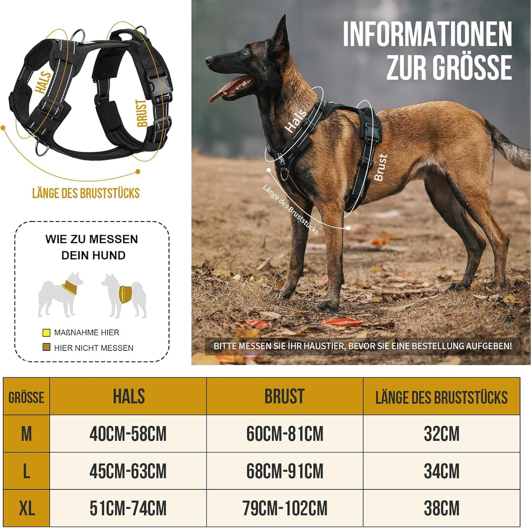 OneTigris Hundegeschirr, Diesel Einstellbar Taktisches Geschirr Weich Gepolstert Brustgeschirr für m