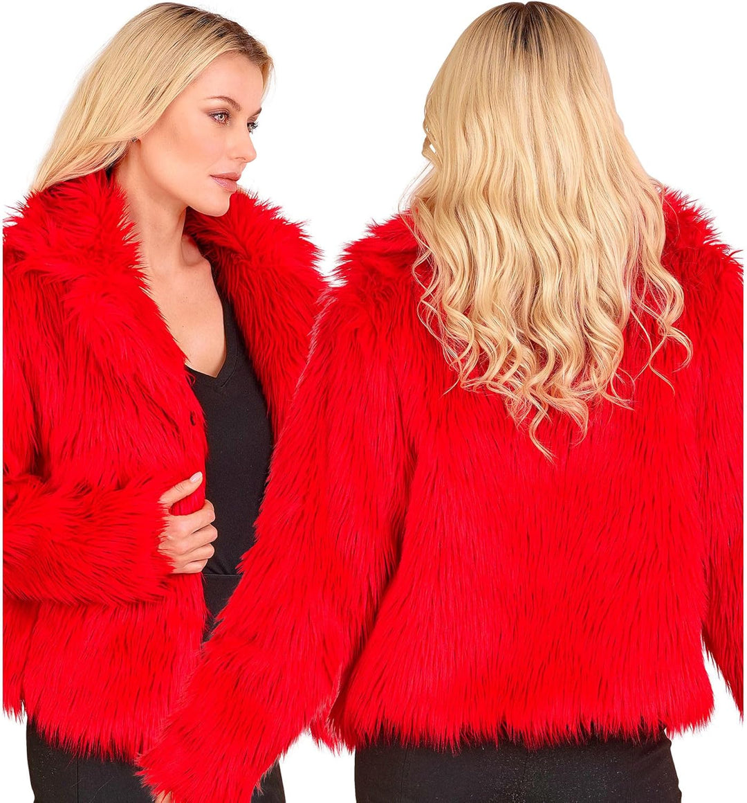 W WIDMANN MILANO Party Fashion - Damen Kunstfell-Jacke, flauschiger Pelz, Plüschjacke, Kostüm, Party