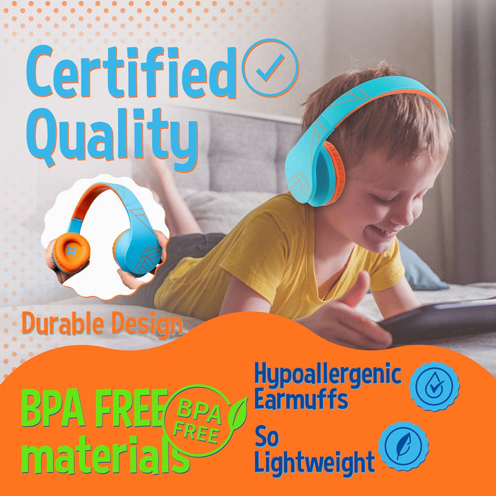 Kinder Kopfhörer, PowerLocus KinderKopfhörer Bluetooth mit 85dB Lautstärkebegrenzung, Faltbar mit Tr