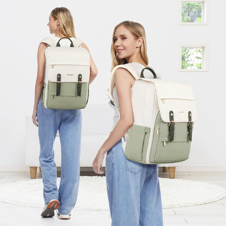 LOVEVOOK Rucksack Damen Grün, Laptop Schulrucksack Wasserdicht, Daypacks Arbeitstasche, Schultasche