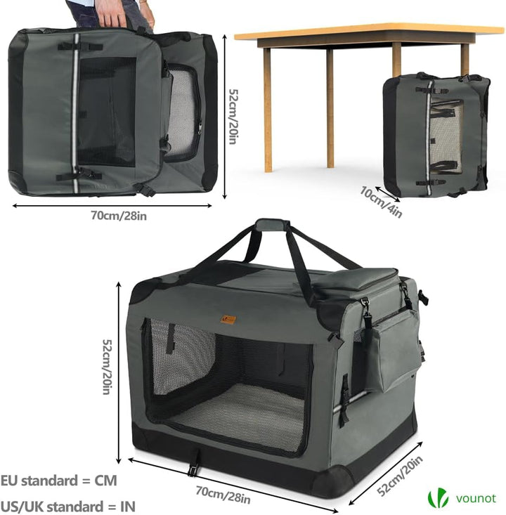 VOUNOT Hundebox faltbar, Transportbox Katze Hunde, Hundetasche, Oxford-Gewebe, Netzstoff, Atmungsakt