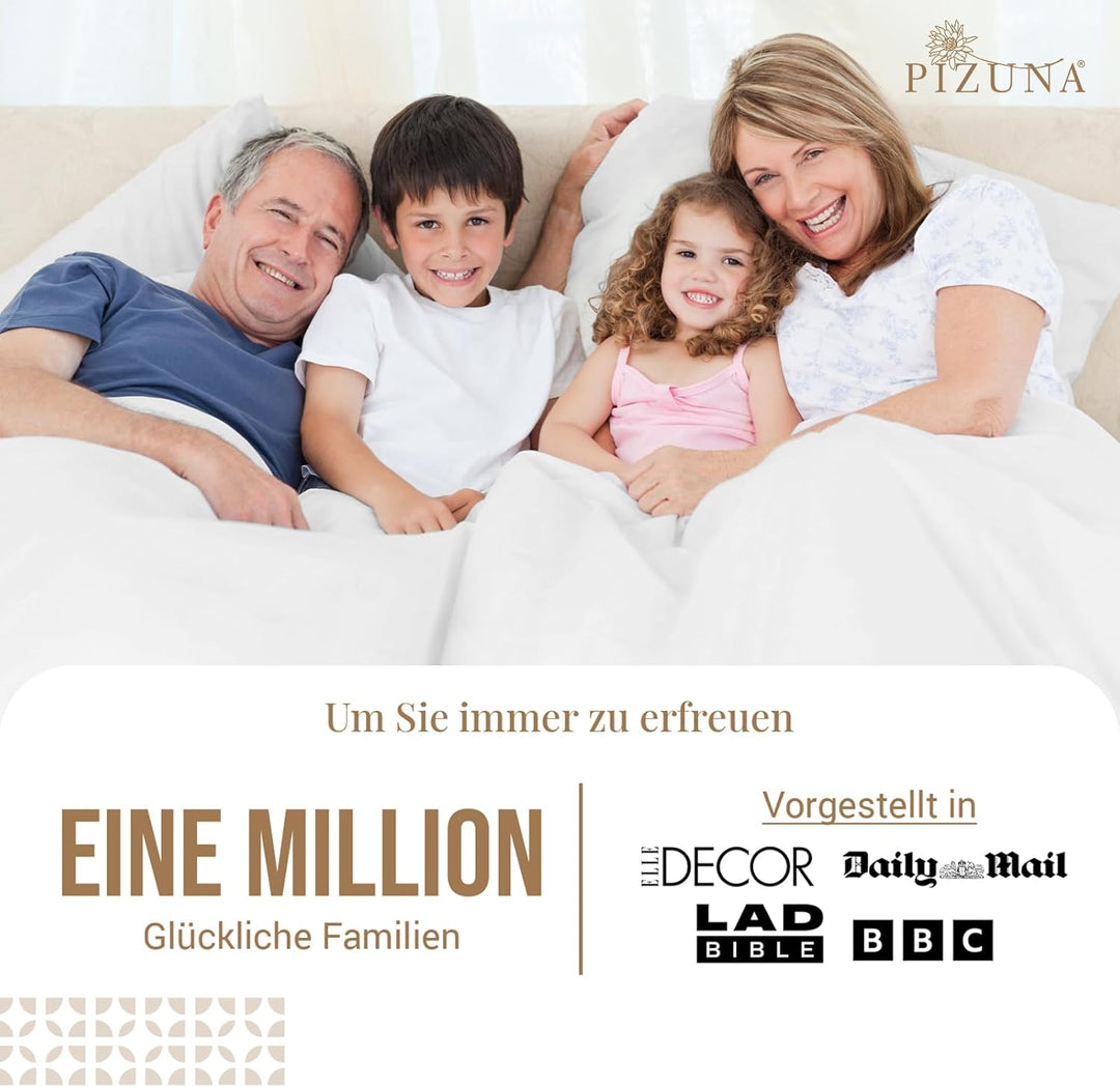 Pizuna Luxuriöser Soft-Satin 2er Pack Kissenbezug 70 x 90 cm Weiss, 800 Fadenzahl Baumwolle Kissenbe