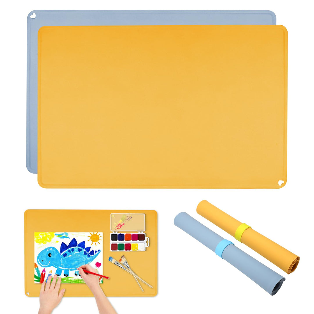 2 Stück Malunterlage für Kinder A2 (60x40cm) - Silikon Bastelunterlage mit Erhöhten Kanten, Antihaft