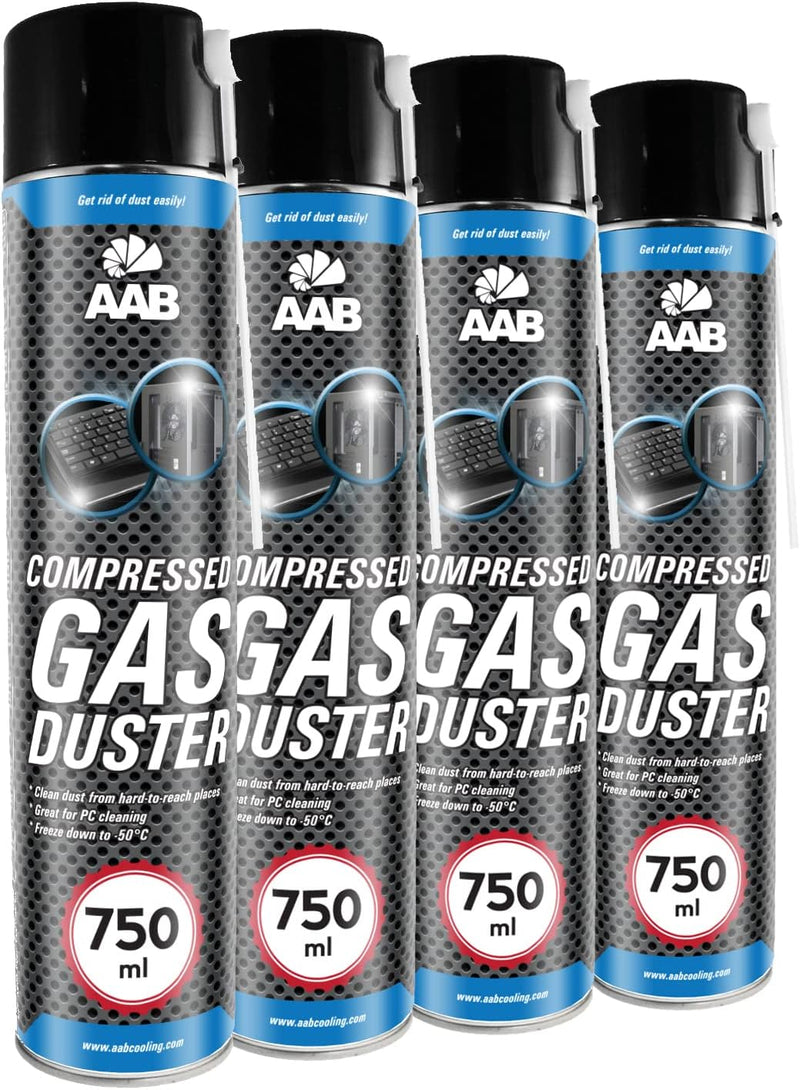 AABCOOLING Reinigungsspray 4 x 750ml, Druckluft aus der Dose, Für die Reinigung von Multimedia- und