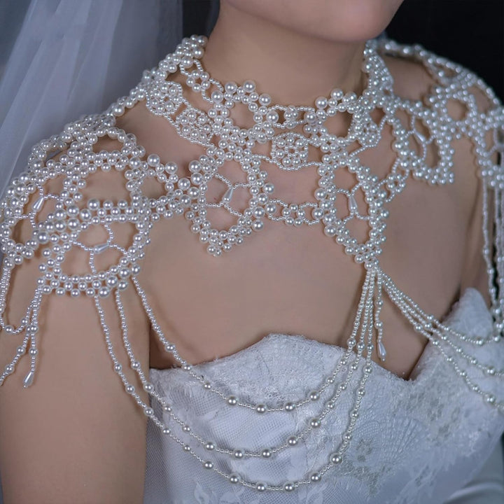 Vintage-Perlen-Umhang, Damenschal, Perlen-Capelet für Braut, Hochzeit, Steampunk-Kostüm Einheitsgrös