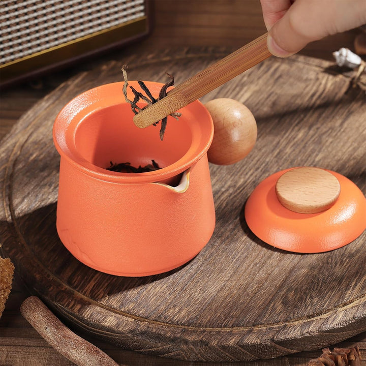 fanquare Porzellan Teeservice Orange Tragbarer Teeservice für unterwegs Chinese Kung Fu Teekanne mit