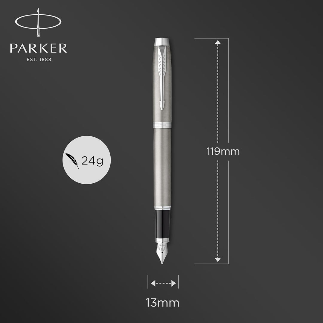 Parker IM Duo-Geschenkset mit Kugelschreiber & Tintenroller | Brushed Metal mit Goldzierteilen | Nac