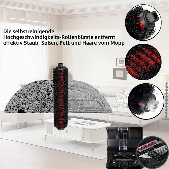 Zubehör für Roborock S8 MaxV Ultra / S8 Max Ultra, 4 Hauptbürste, 4 Wischtücher, 4 Filter, 6 Staubbe
