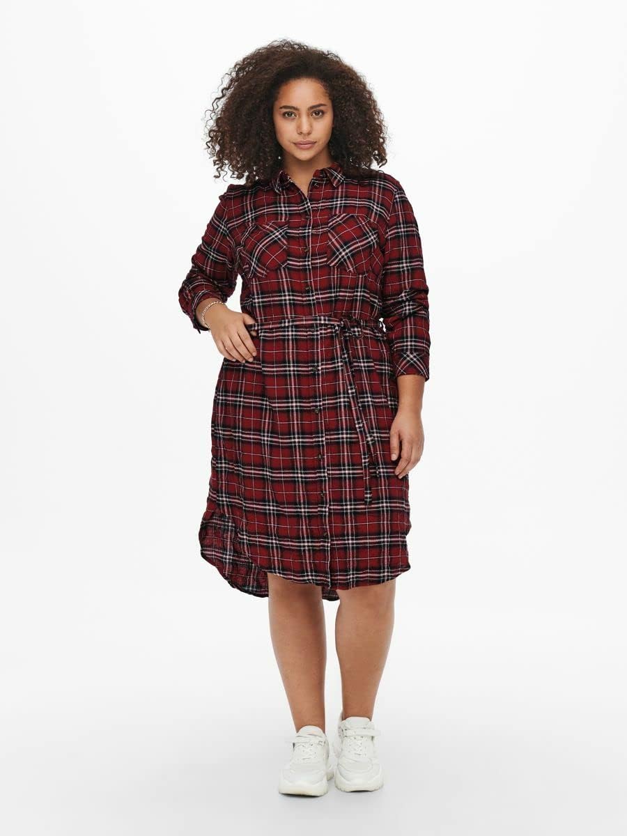 ONLY Carmakoma Female Kleid Curvy Karo- 44Red Ochre