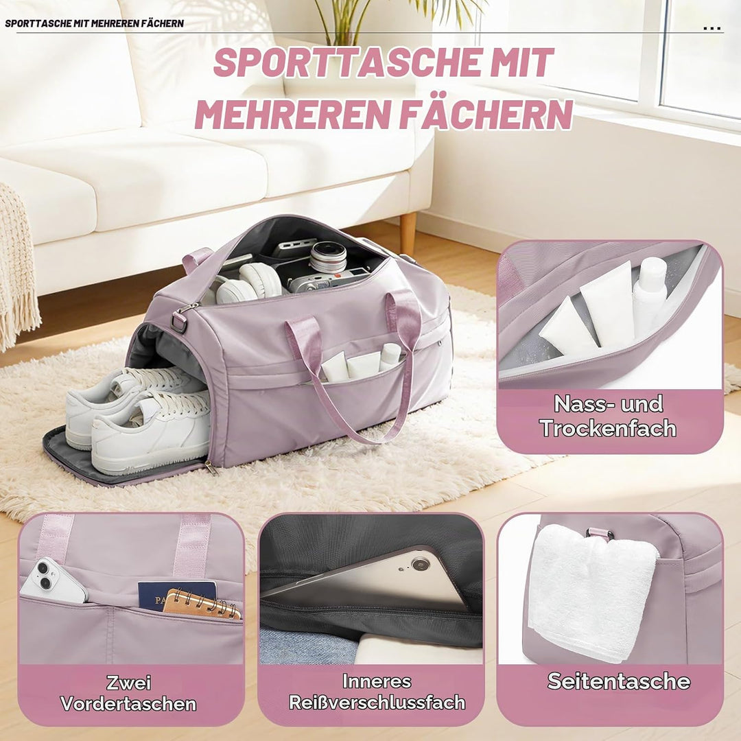 Sport Duffel Bag Damen Herren Sporttasche mit Schuhfach &amp; Nassfach Reisetasche Handgepäck Tasche Spo