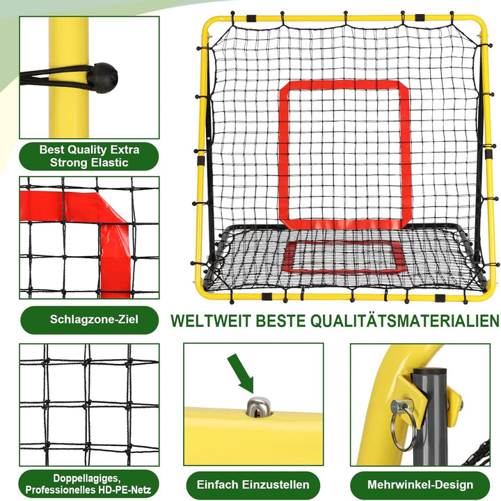 Fussball Rebounder, 85x85cm/120x120cm Rebounder für Fussball, Verstellbar mit 8 Winkeln, Doppellagig