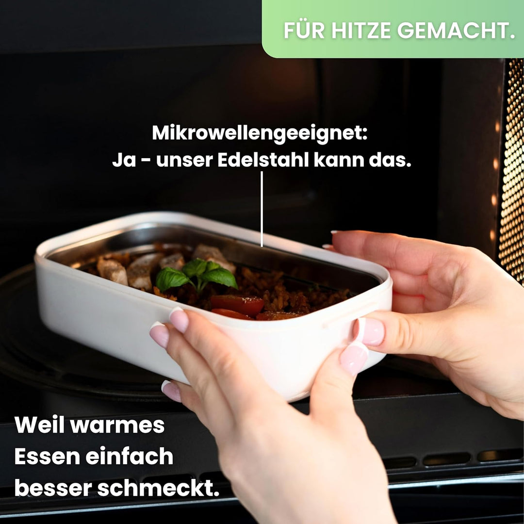 Bento Lunchbox „Taylor“, 2 Etagen mit Fächern, Premium Edelstahl, BPA-freie Brotdose mit Besteck ide