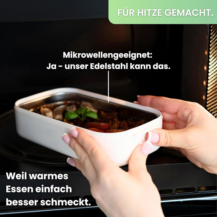 Bento Lunchbox „Taylor“, 2 Etagen mit Fächern, Premium Edelstahl, BPA-freie Brotdose mit Besteck ide