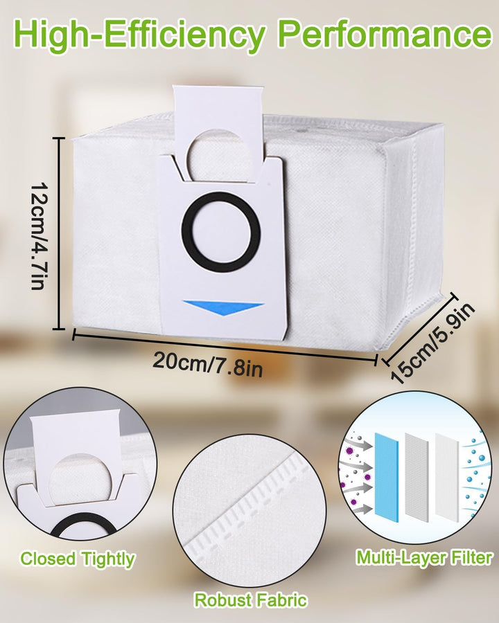 12 Stück Staubbeutel Zubehör Kompatibel mit Ecovacs Deebot X1 Omni & X1 e Omni, X1 TURBO, T20 Omni,T