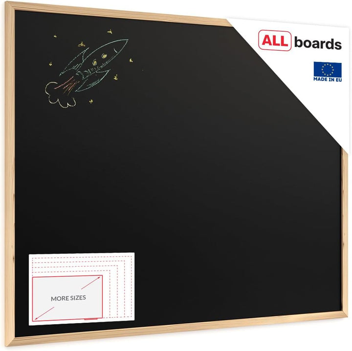 ALLboards Schwarze Kreidetafel 100x80 cm, ECO-Holzrahmen, Schwarz, Schreibtafel, Schreibtafel zum Au