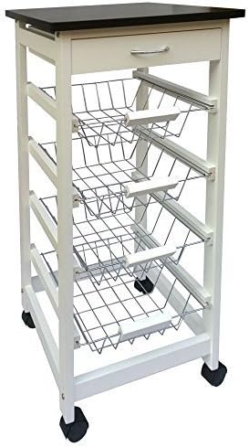 Home Discount® 4 Etagen Küchenwagen Aufbewahrungskörbe Schublade, weiss
