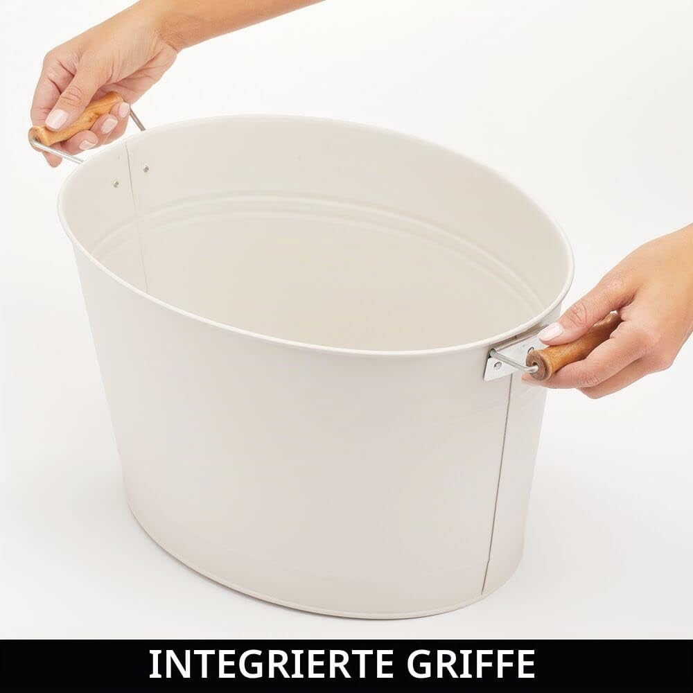 mDesign Weinkühler - Dekorativer Sektkübel mit Holzgriffen - Idealer Eiskübel für Wein, Bier, Sekt o