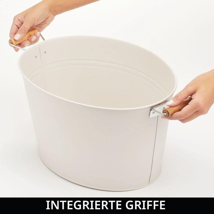 mDesign Weinkühler - Dekorativer Sektkübel mit Holzgriffen - Idealer Eiskübel für Wein, Bier, Sekt o