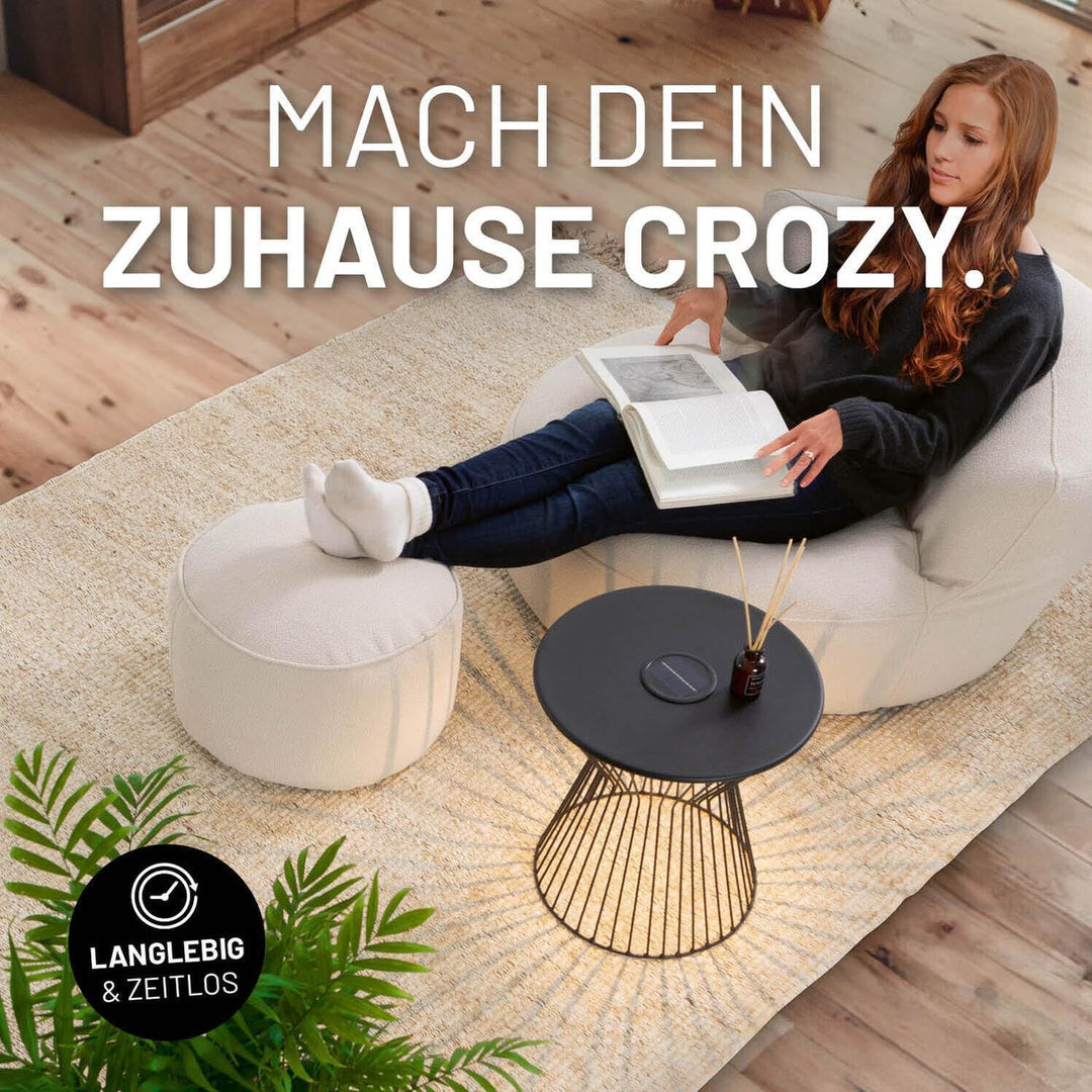 Lumaland Beistelltisch mit LED-Solarbeleuchtung | Ideal als Couchtisch, Nachttisch, Wohnzimmertisch,
