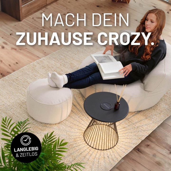 Lumaland Beistelltisch mit LED-Solarbeleuchtung | Ideal als Couchtisch, Nachttisch, Wohnzimmertisch,