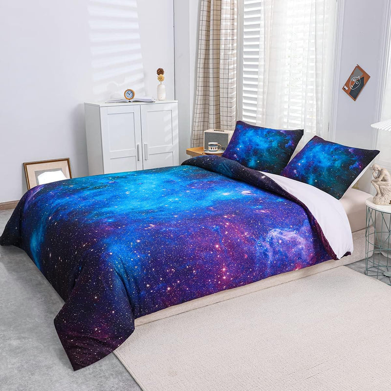 Loussiesd Bettwäsche Set Galaxie Sternenhimmel Bettbezug Set für Kinder Jungen Mädchen Weich Atmungs