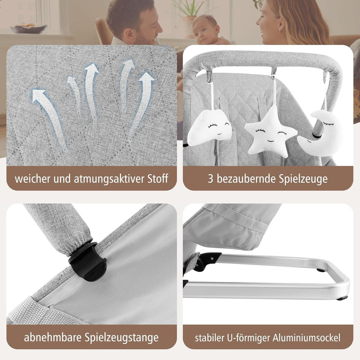 COSTWAY 2 in 1 Babywippe klappbar, tragbare Babyschaukel mit abnehmbarem Spielbogen, Baby Wippe mit