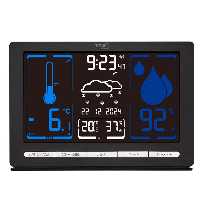 TFA Dostmann Digitale Funk Wetterstation METEOchrome, 35.1132, gut ablesbaren VA-Display, Wettervorh