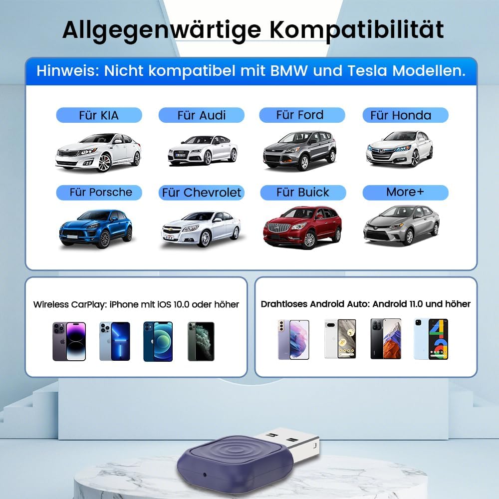 Carlinkit Mini Ultra Adapter für iPhone und AndroidWireless Konvertiert kabelgebundenes zu Wireless