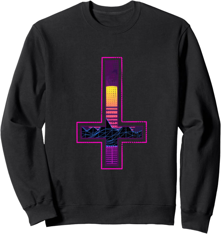 Synthwave Inverted Cross Dreamwave 80s Vintage Retro Sweatshirt